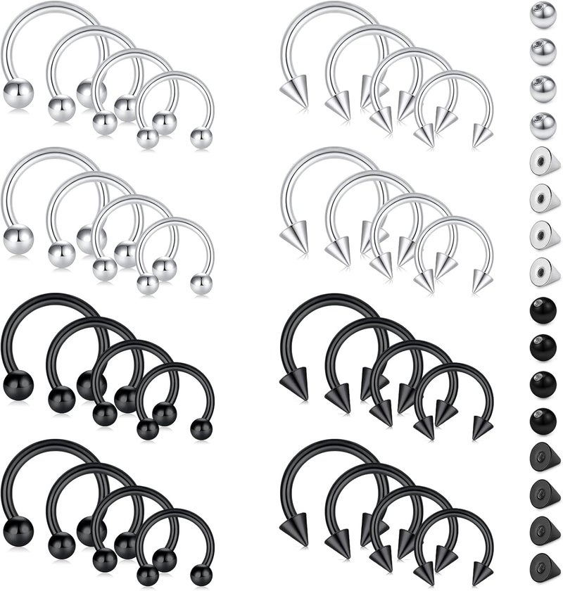 D.Bella 16G 14G Horseshoe Rings Surgical Steel Nose Septum Horseshoe Hoop Earring Eyebrow Tragus Lip Rings Daith Helix Piercing Jewelry for Women Men 6-12mm Smily Piercing Jewelry - Image 1